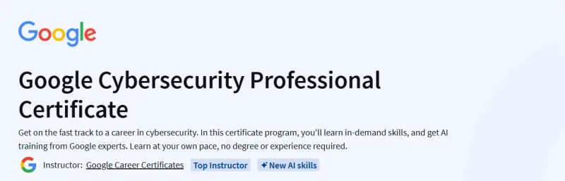 Google Cybersecurity Professional Certificate Course