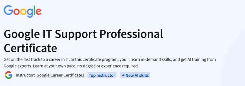 Google IT Support Professional Certificate Course