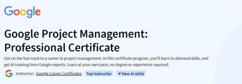 Google Project Management: Professional Certificate Course