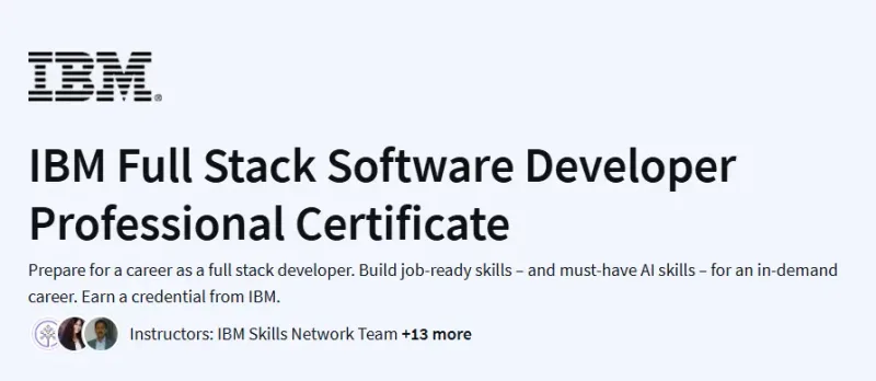 IBM Full Stack Software Developer Professional Certificate Course