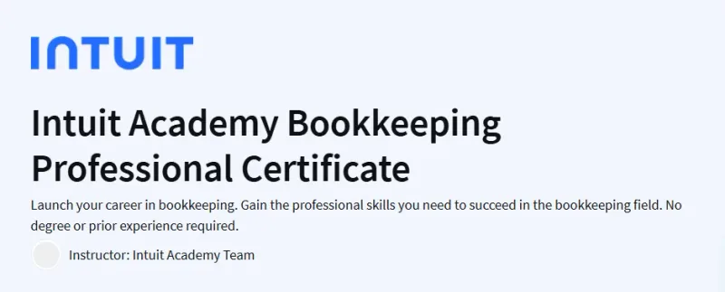 Intuit Academy Bookkeeping Professional Certificate Course