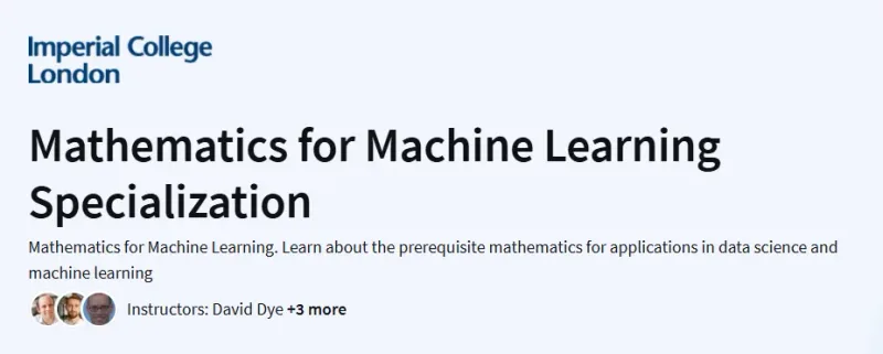 Mathematics for Machine Learning Specialization Course