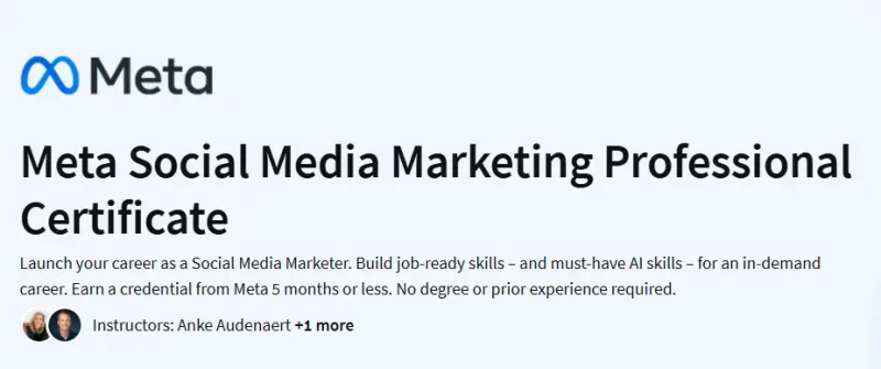 Meta Social Media Marketing Professional Certificate Course