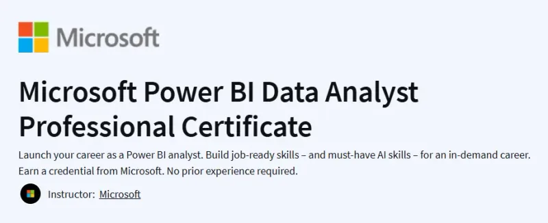 Microsoft Power BI Data Analyst Professional Certificate Course