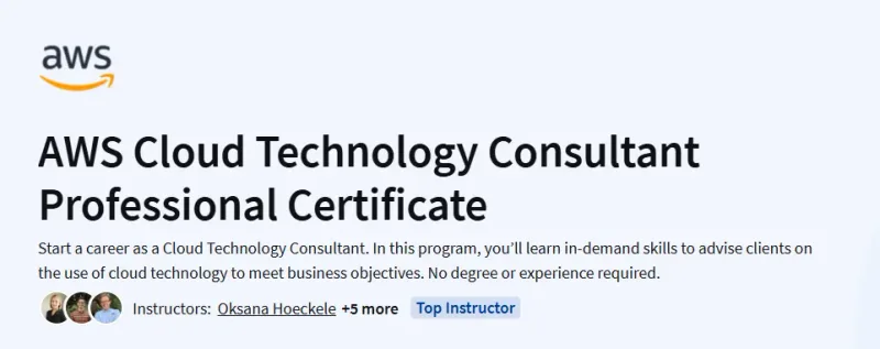 AWS Cloud Technology Consultant Professional Certificate Course