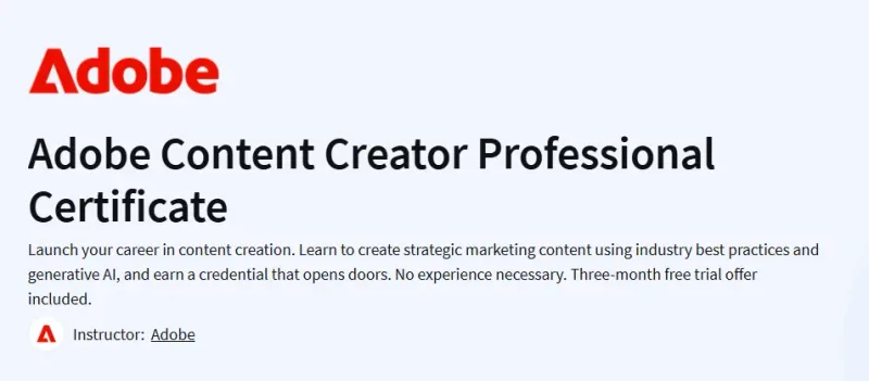 Adobe Content Creator Professional Certificate Course