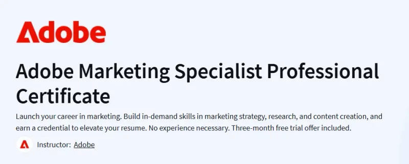 Adobe Marketing Specialist Professional Certificate Course