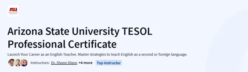 Arizona State University TESOL Professional Certificate Course