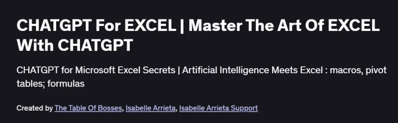 CHATGPT For EXCEL | Master The Art Of EXCEL With CHATGPT