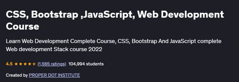 CSS, Bootstrap ,JavaScript, Web Development Course