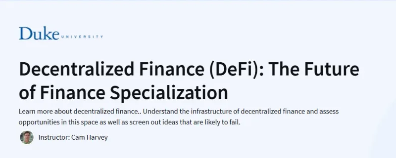 Decentralized Finance (DeFi): The Future of Finance Specialization Course