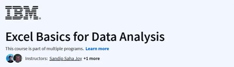 Excel Basics for Data Analysis By IBM Course