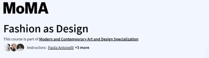 Fashion as Design Course