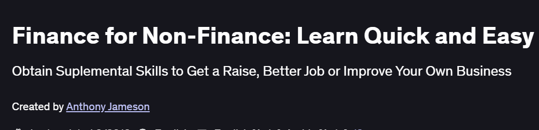 Finance for Non-Finance: Learn Quick and Easy Course