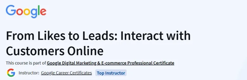 From Likes to Leads: Interact with Customers Online Course