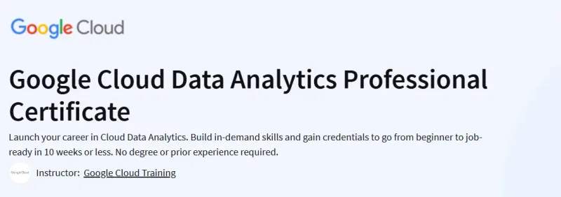 Google Cloud Data Analytics Professional Certificate Course