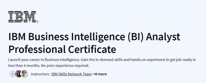 IBM Business Intelligence (BI) Analyst Professional Certificate Course