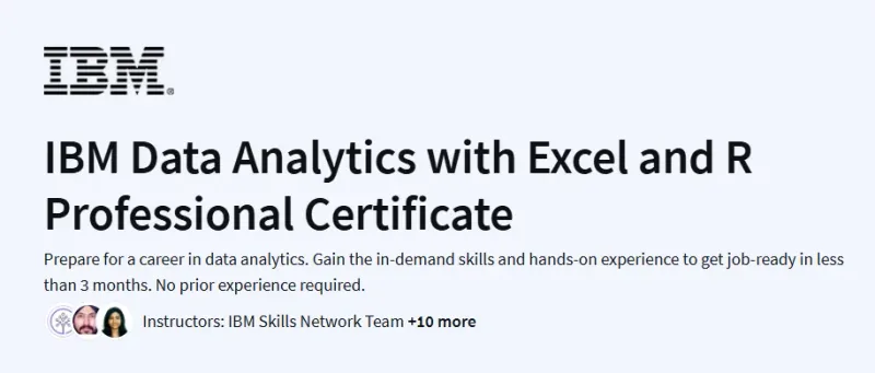 IBM Data Analytics with Excel and R Professional Certificate Course