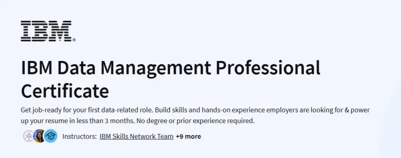 IBM Data Management Professional Certificate Course