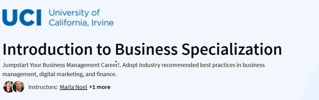 Introduction to Business Specialization Course