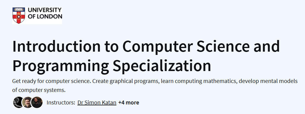 Introduction to Computer Science and Programming Specialization Course