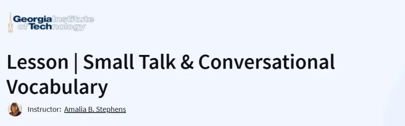Lesson | Small Talk &  Conversational Vocabulary Course