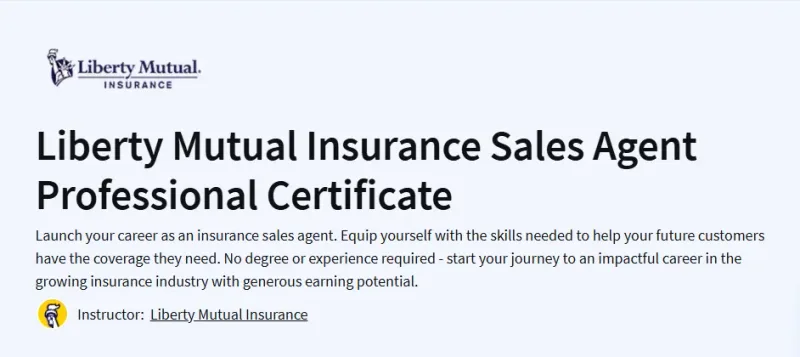 Liberty Mutual Insurance Sales Agent Professional Certificate Course