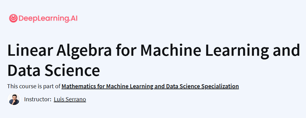 Linear Algebra for Machine Learning and Data Science Course