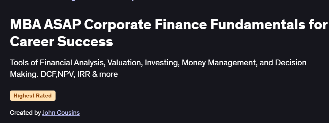 MBA ASAP Corporate Finance Fundamentals for Career Success Course