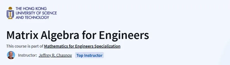 Matrix Algebra for Engineers Course