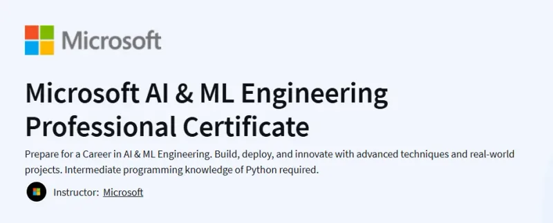 Microsoft AI & ML Engineering Professional Certificate Course
