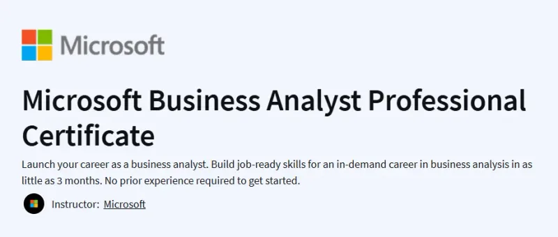 Microsoft Business Analyst Professional Certificate Course