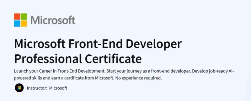 Microsoft Front-End Developer Professional Certificate Course
