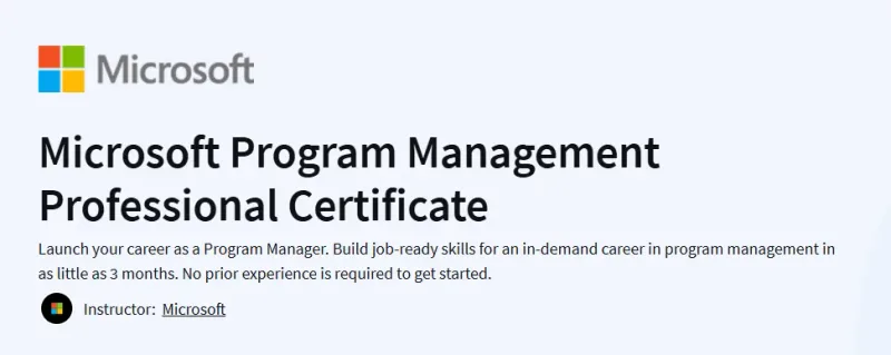 Microsoft Program Management Professional Certificate Course