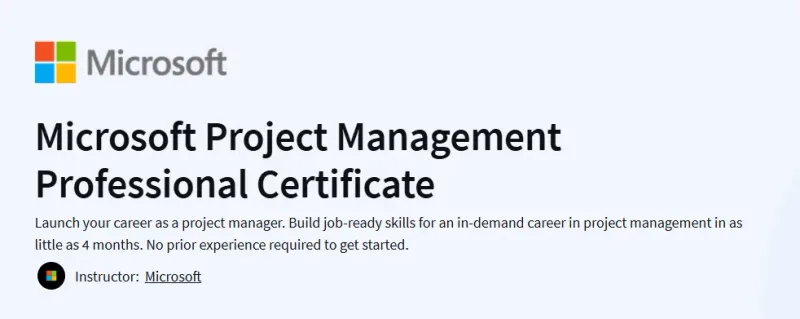 Microsoft Project Management Professional Certificate Course