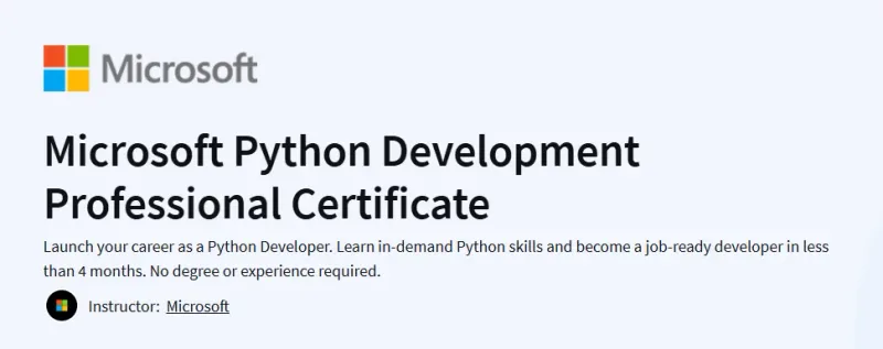 Microsoft Python Development Professional Certificate Course