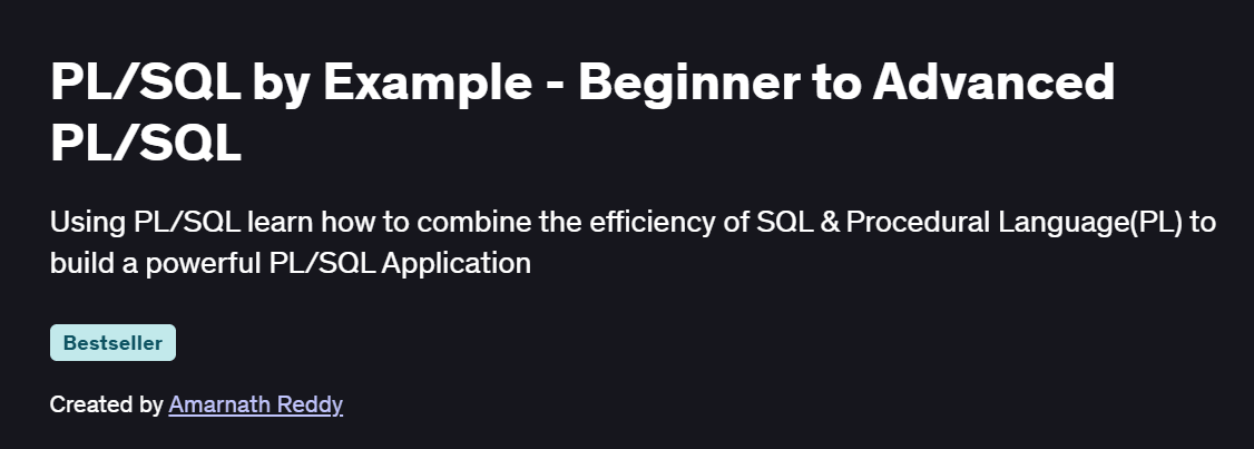 PL/SQL by Example – Beginner to Advanced PL/SQL Course