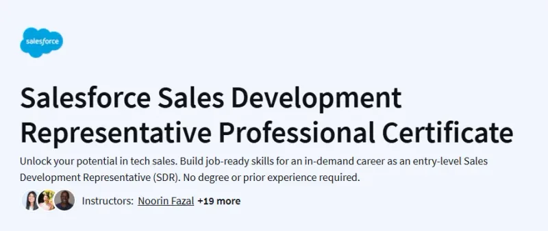 Salesforce Sales Development Representative Professional Certificate Course