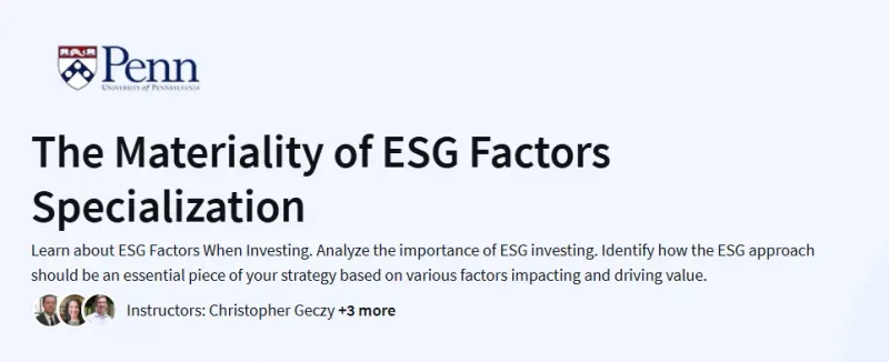 The Materiality of ESG Factors Specialization Course