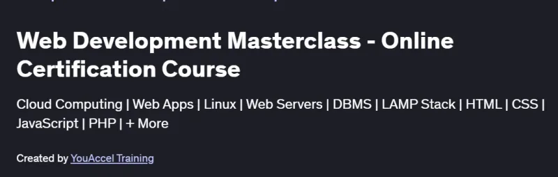 Web Development Masterclass – Online Certification Course