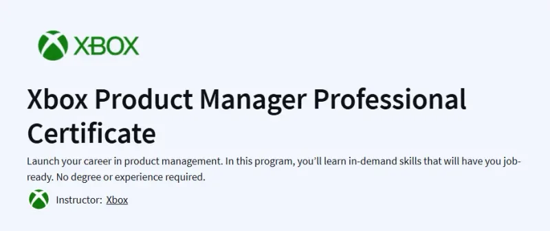 Xbox Product Manager Professional Certificate Course