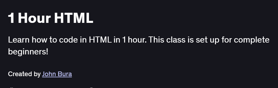 1 Hour HTML Course