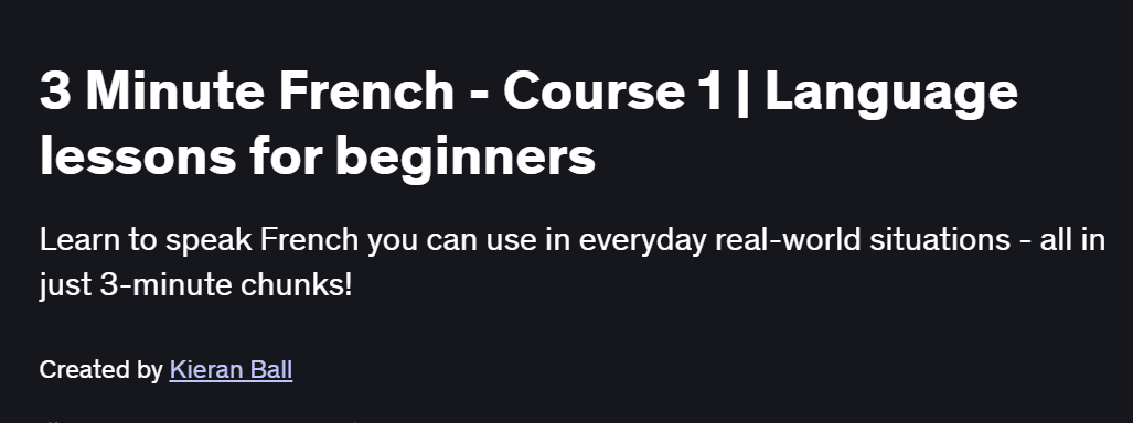 3 Minute French – Course 1 | Language lessons for beginners Course