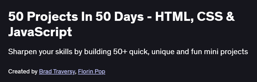 50 Projects In 50 Days – HTML, CSS & JavaScript Course