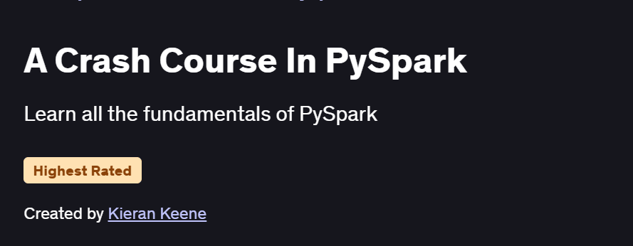 A Crash Course In PySpark Course