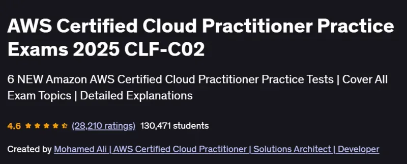 AWS Certified Cloud Practitioner Practice Exams 2025 CLF-C02 Course