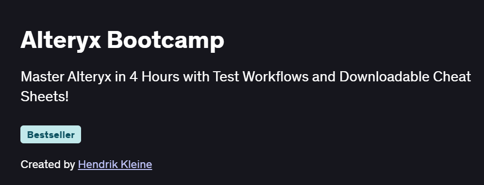 Alteryx Bootcamp Course