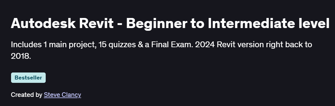 Autodesk Revit – Beginner to Intermediate level Course