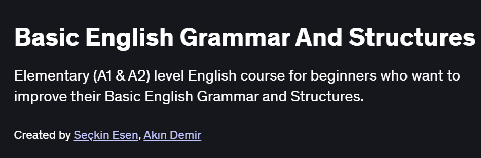 Basic English Grammar And Structures Course