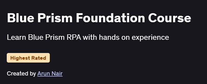 Blue Prism Foundation Course